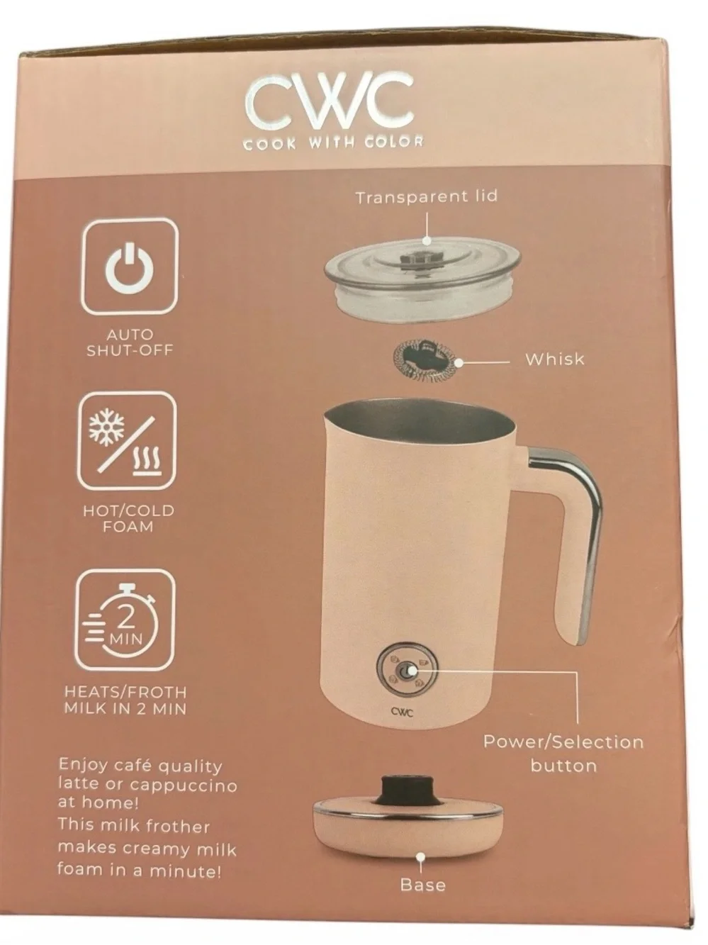 CWC Pink Milk Frother – Electric Milk Foam Maker